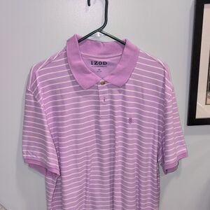 Izod Lavender and White Striped Polo Shirt